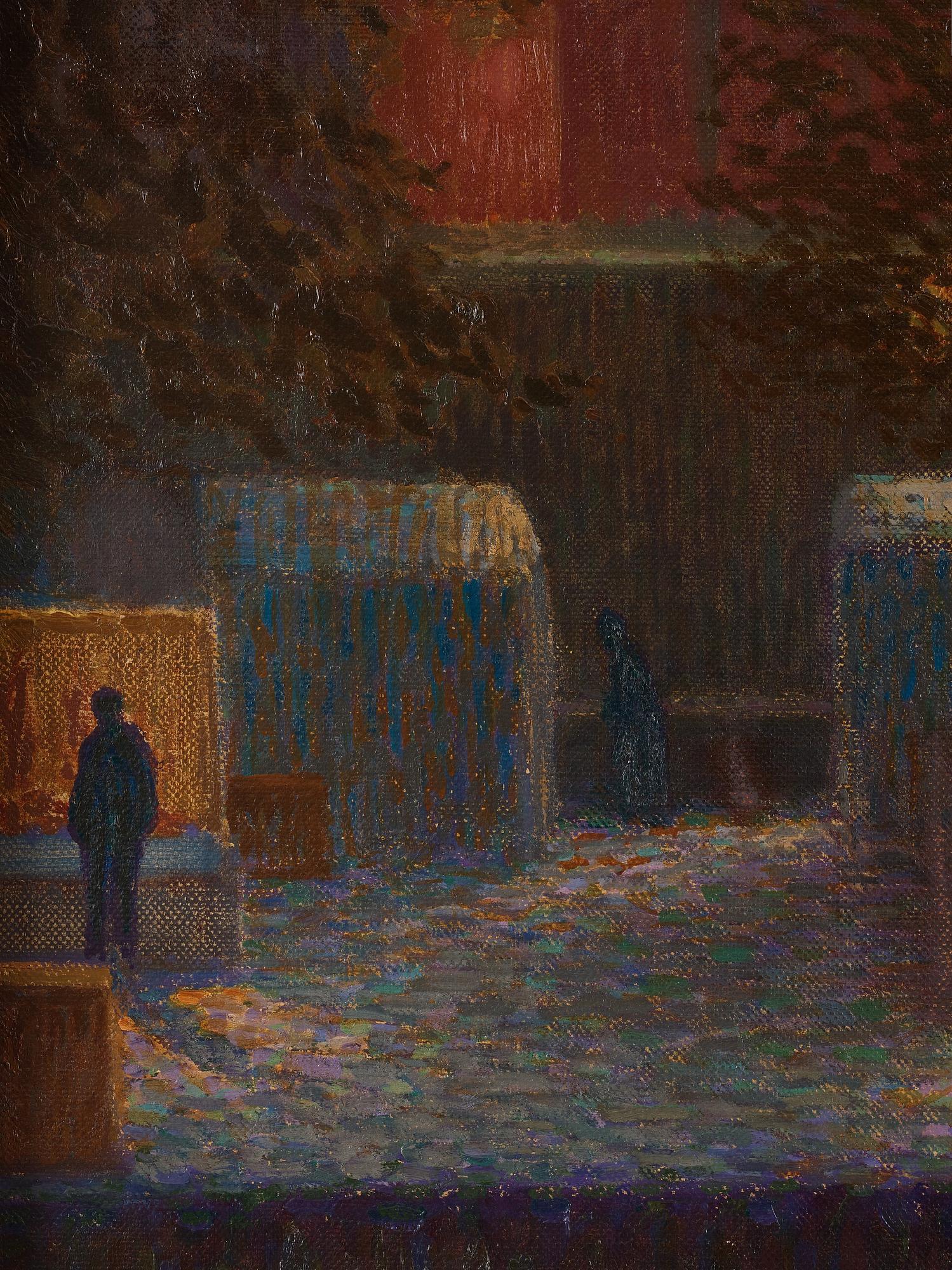 Pelle Swedlund, Nocturnal market scene, Riddarholm Church, Stockholm.
