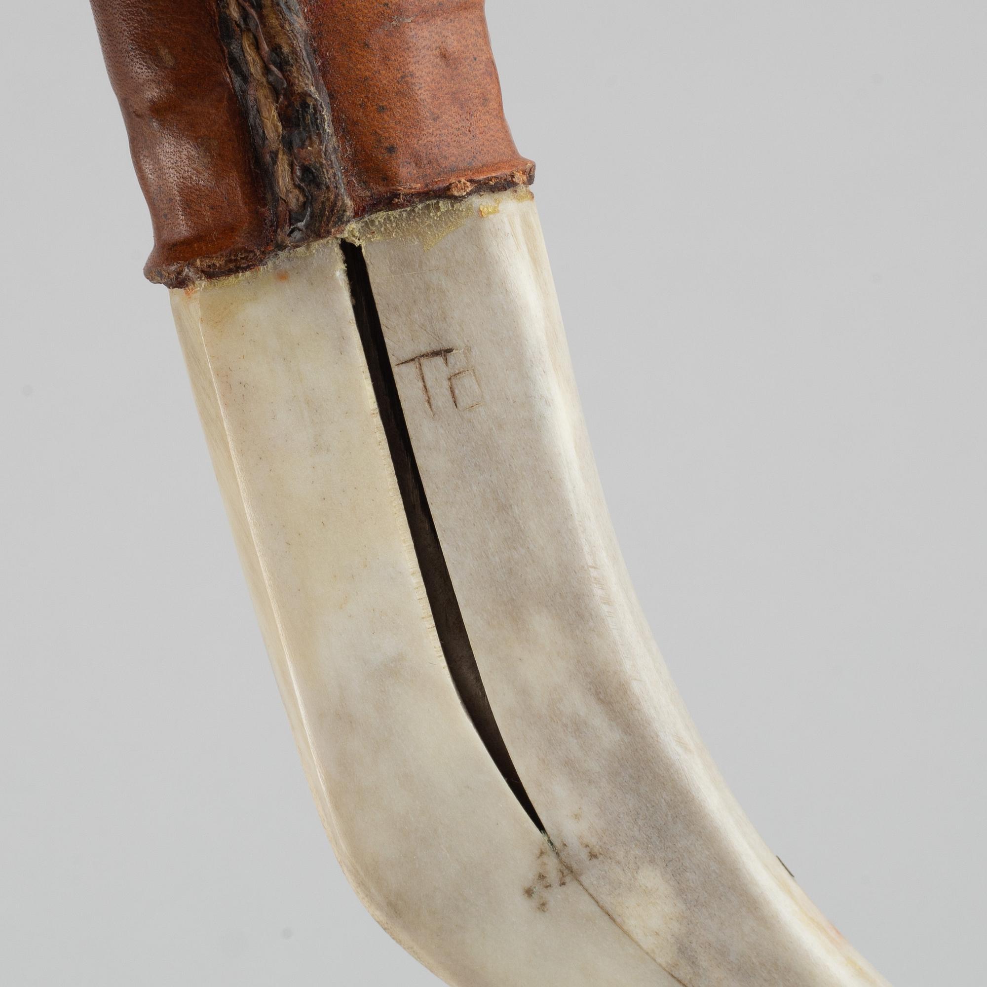 Three Sami knives, unidentified signatures.