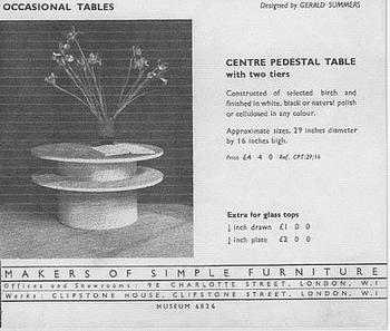 Gerald Summers, "Center Pedestal table" for Makers of Simple Furniture, UK 1935-1940.