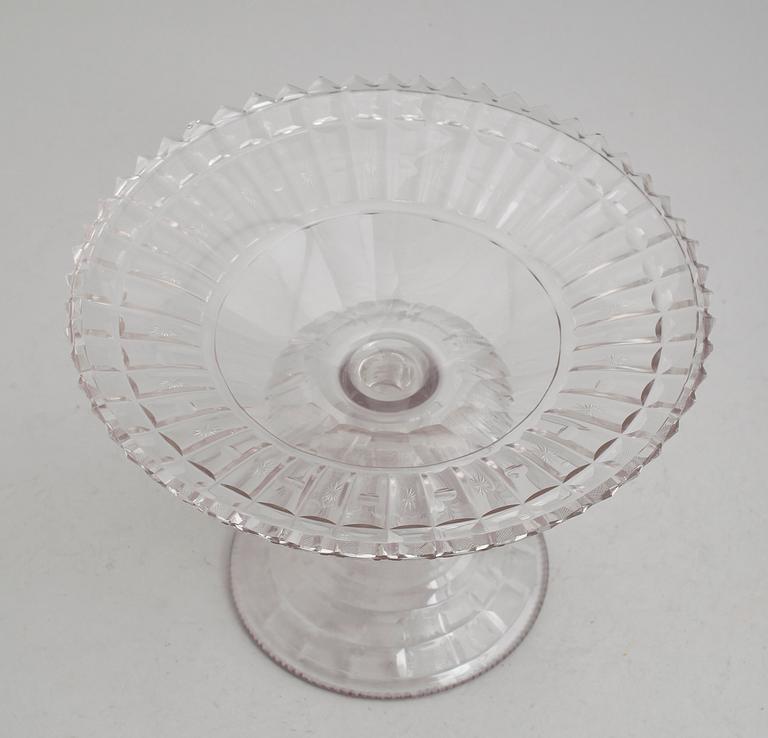 SKÅL PÅ FOT, 2 delar, glas, 1900-talets första hälft.