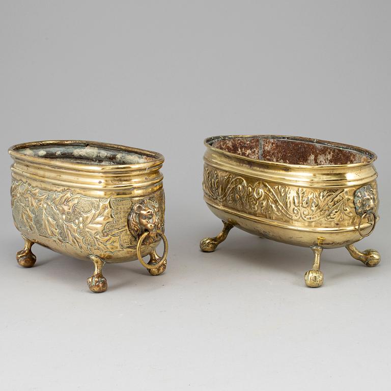 Two 19th century brass jardinieres.