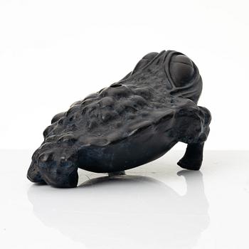 A dark yixing three legged toad 'Jin Chan' water sprinkler, China, 1980s.