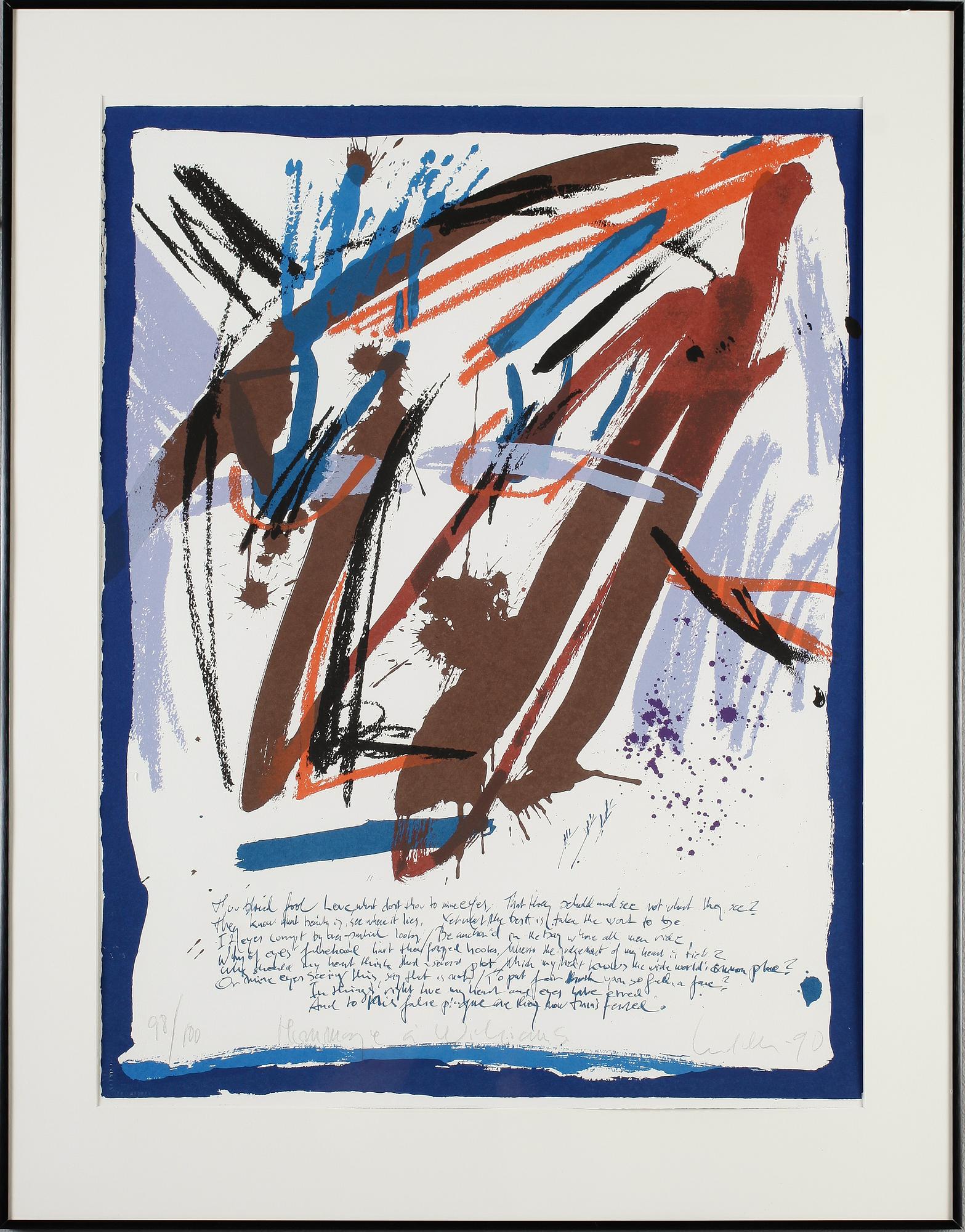 ULF LUNDELL, färglitografi, signerad och daterad 90, numrerad 98/100.