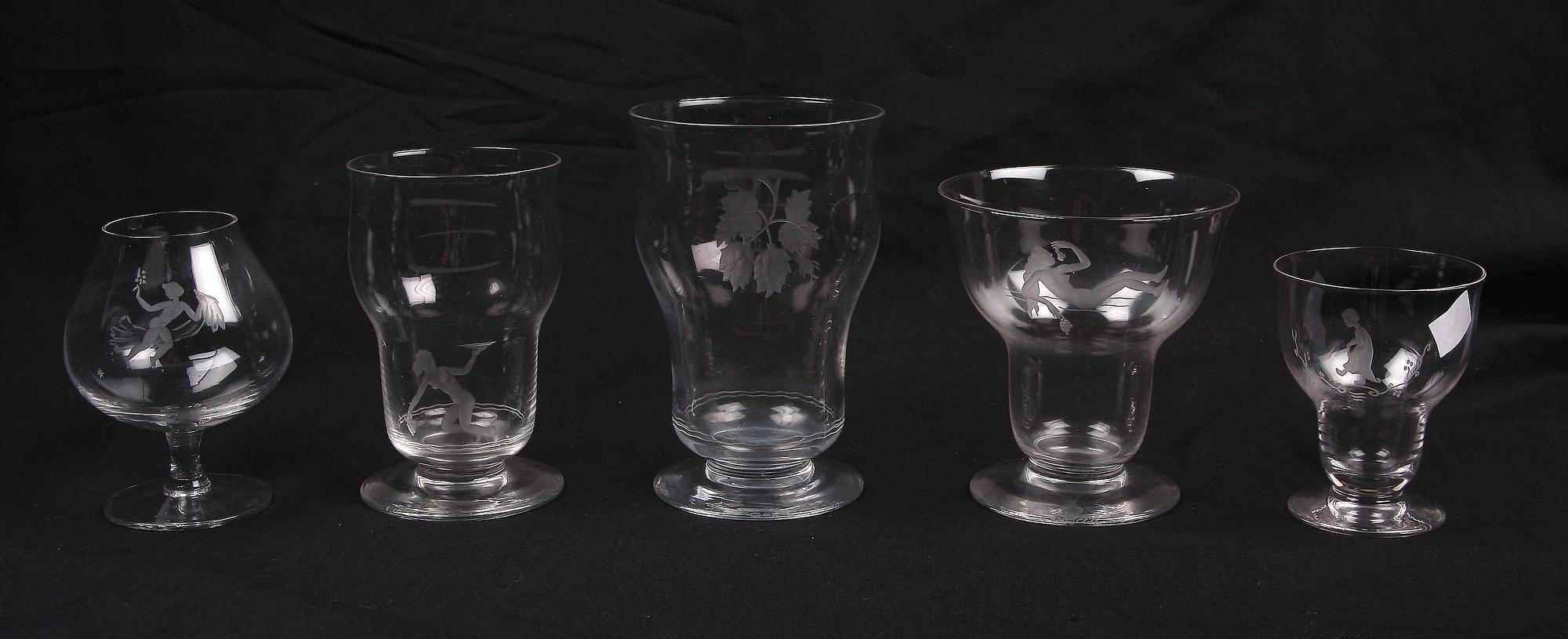 GLASSERVIS, 50 delar, Carl Eldh, sign, 
1930-33.
