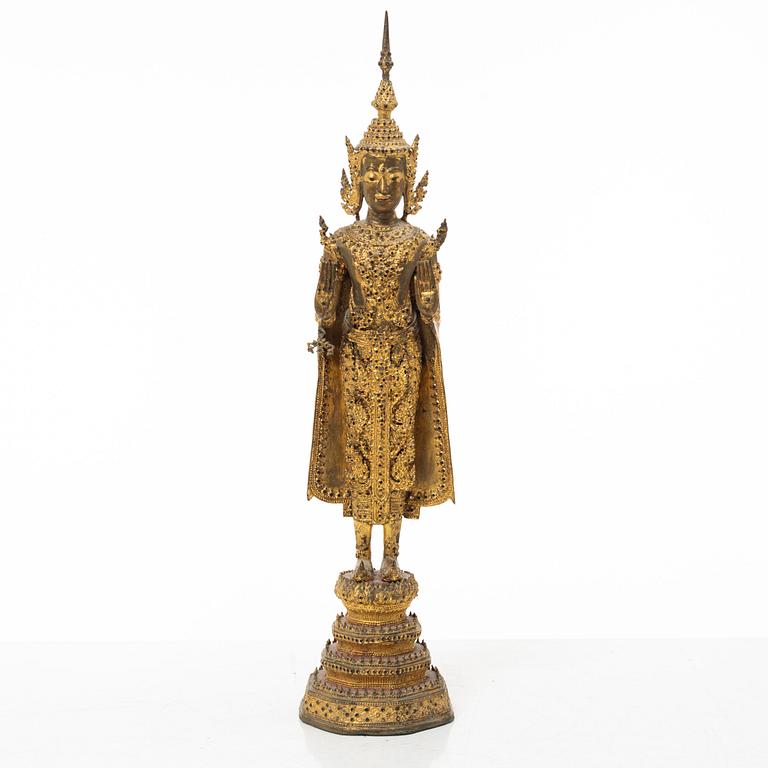 A gilt bronze buddha, Bangkok, Thailand, 1900s.