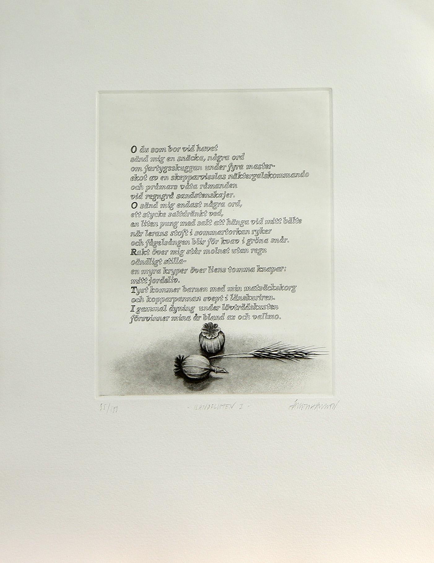 ÅKE JOHANSSON, 7 st, etsningar, "Handfluten", sign o numr.