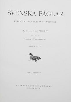 BÖCKER, 3 volymer, "Svenska Fåglar", M W & F von Wright, Förlaget Svenska Fåglar, Stockholm 1927 och 1929.