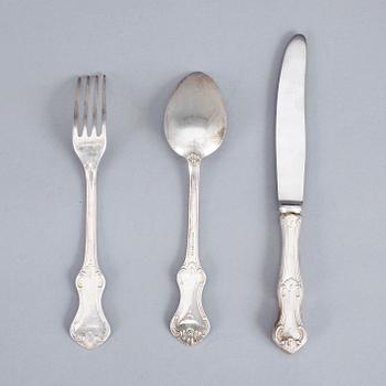 BESTICK, 21 delar, "Patricia", silver, MEMA, Lidköping 1900-talets andra hälft. Vikt inkl knivar 900 gram.