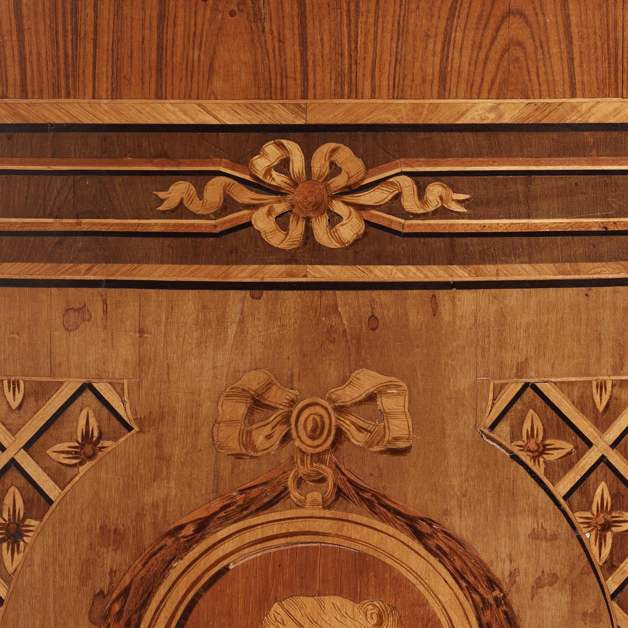 The "De Geer cabinets" a pair of demi-lune cabinets by Georg Haupt (master in Stockholm 1770-1784), Gustavian.