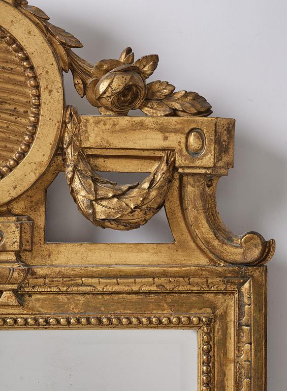 A Gustavian giltwood mirror by J. Åkerblad (master in Stockholm 1758-99).