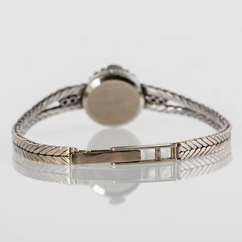 DAMARMBANDSUR, Monvis, 18K guld, 25 åttkantslipade diamanter, 1900-talets andra hälft. Vikt 20 g.