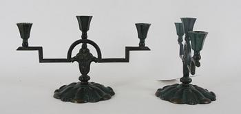 LJUSSTAKAR, ett par, art deco.