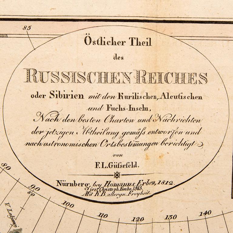 Franz Ludwig Güssefeld, karta, handkolorerat kopparstick, Nürnberg 1813.