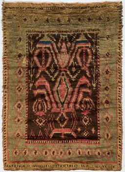 A late 19th century  Finnish long pile rug. Circa 198x139 cm.