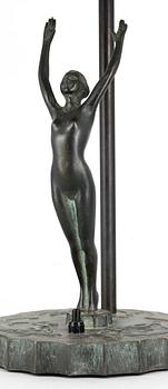 BORDSLAMPA, brons, art deco, 1920-tal.