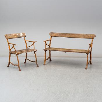 A garden sofa and armchair, Bolinder, Stockholm, circa 1900.