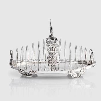 A Swedish silver toastrack, mark of Alexander Munthe, Helsingborg 1847.