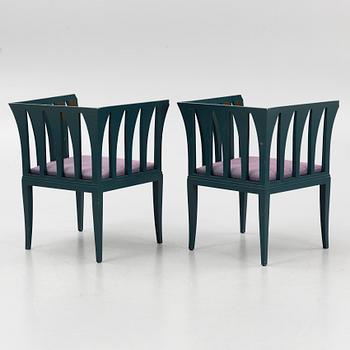 Eliel Saarinen, armchairs, a pair, "Blue Chair", Adelta, Finland 1983.