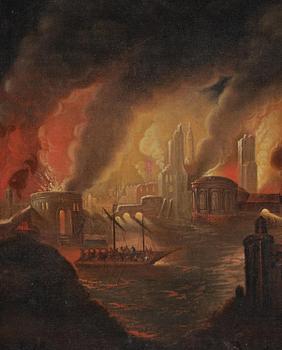 Rombout van Troyen, his circle, Troy is burning.
