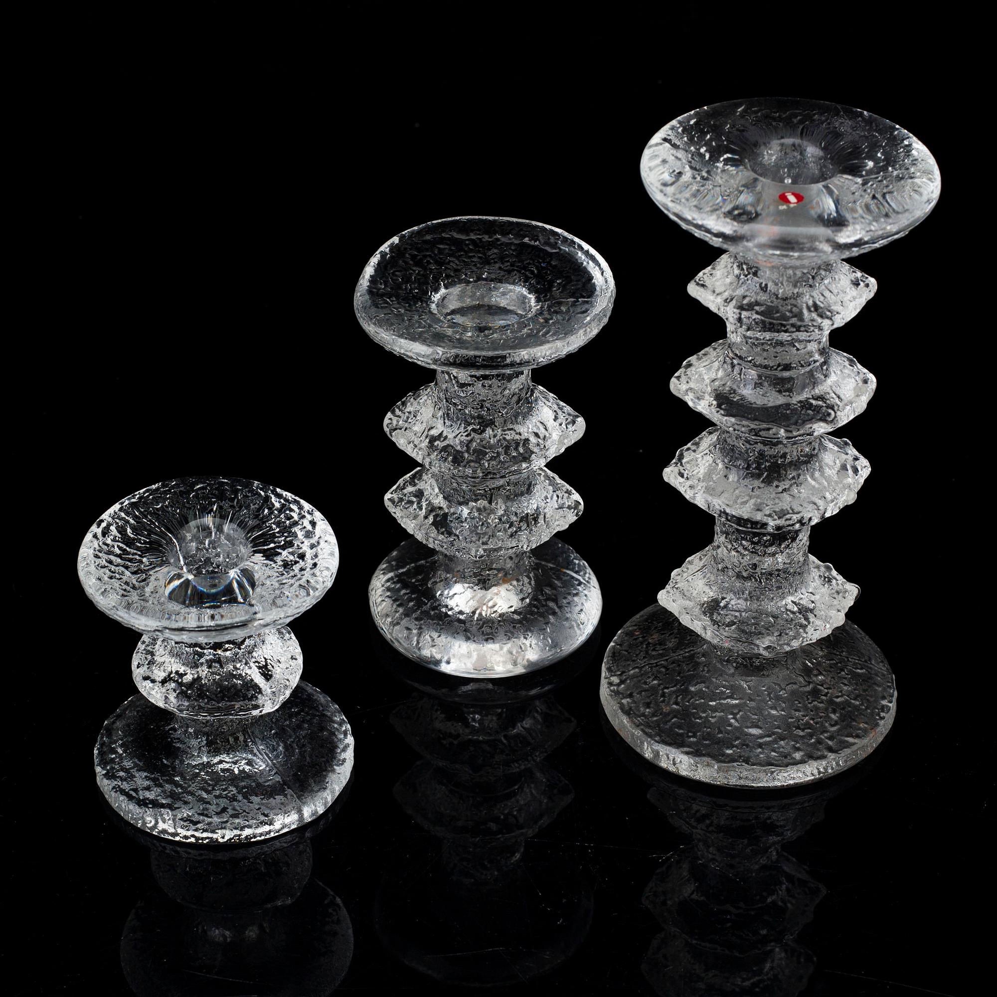 TIMO SARPANEVA, seven glass candlesticks, 
