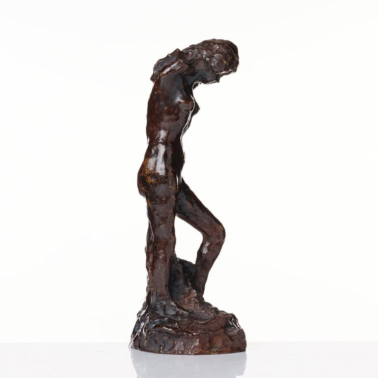 Pierre Bonnard, "Femme nue debout, bras levés derrière la tête, s'épongeant la nuque".