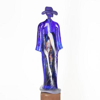 Kjell Engman, a unique glass sculpture, "Man in trenchcoat", from the "Catwalk" series, Kosta Boda.