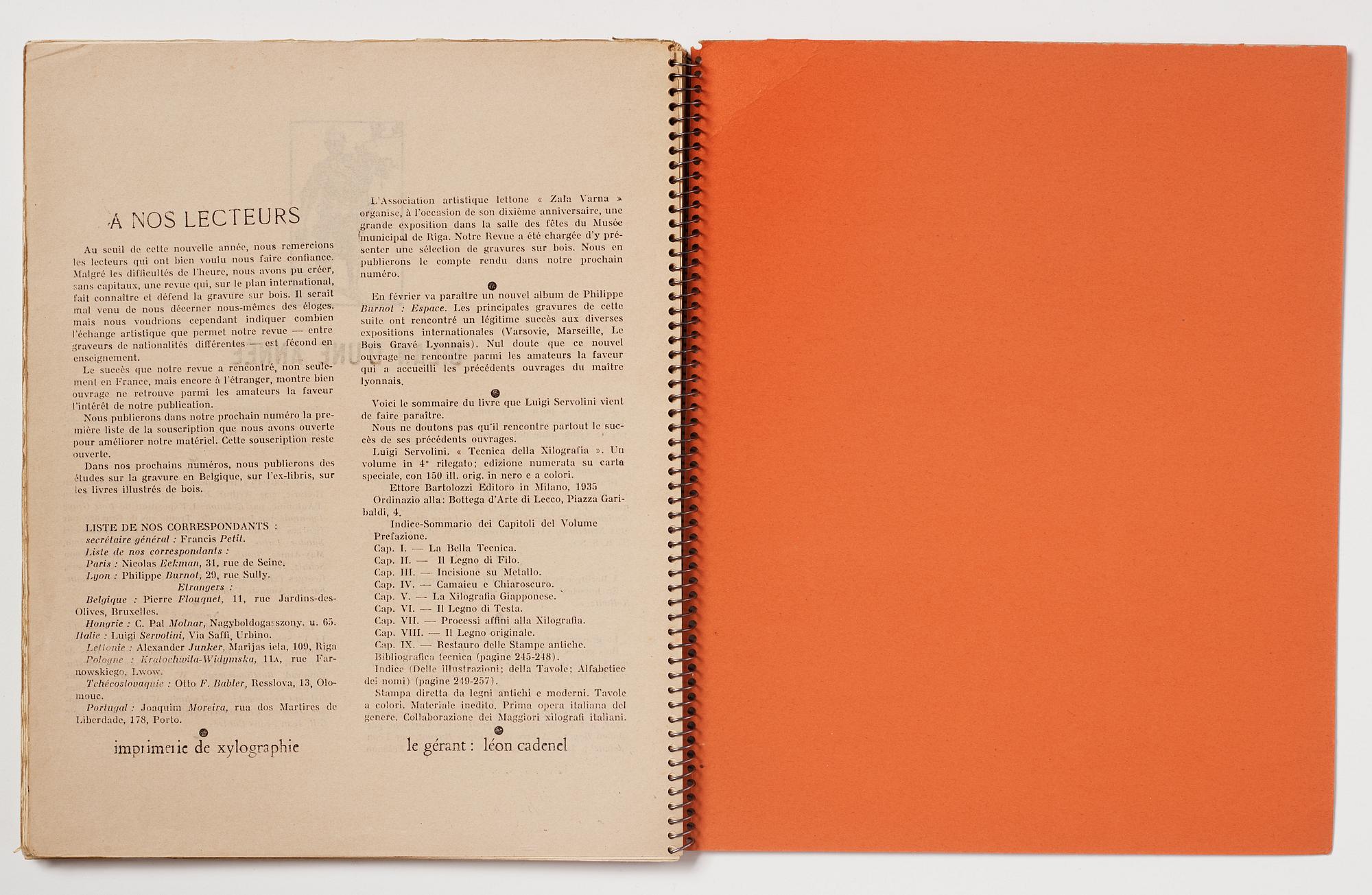 Art magazine, "Xylographie revue internationale de gravures sur bois", no 7 February 1935.