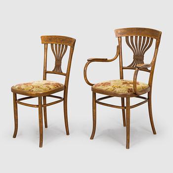 Early 20th century suite of furniture, 7 pieces, Fischer, Austria.