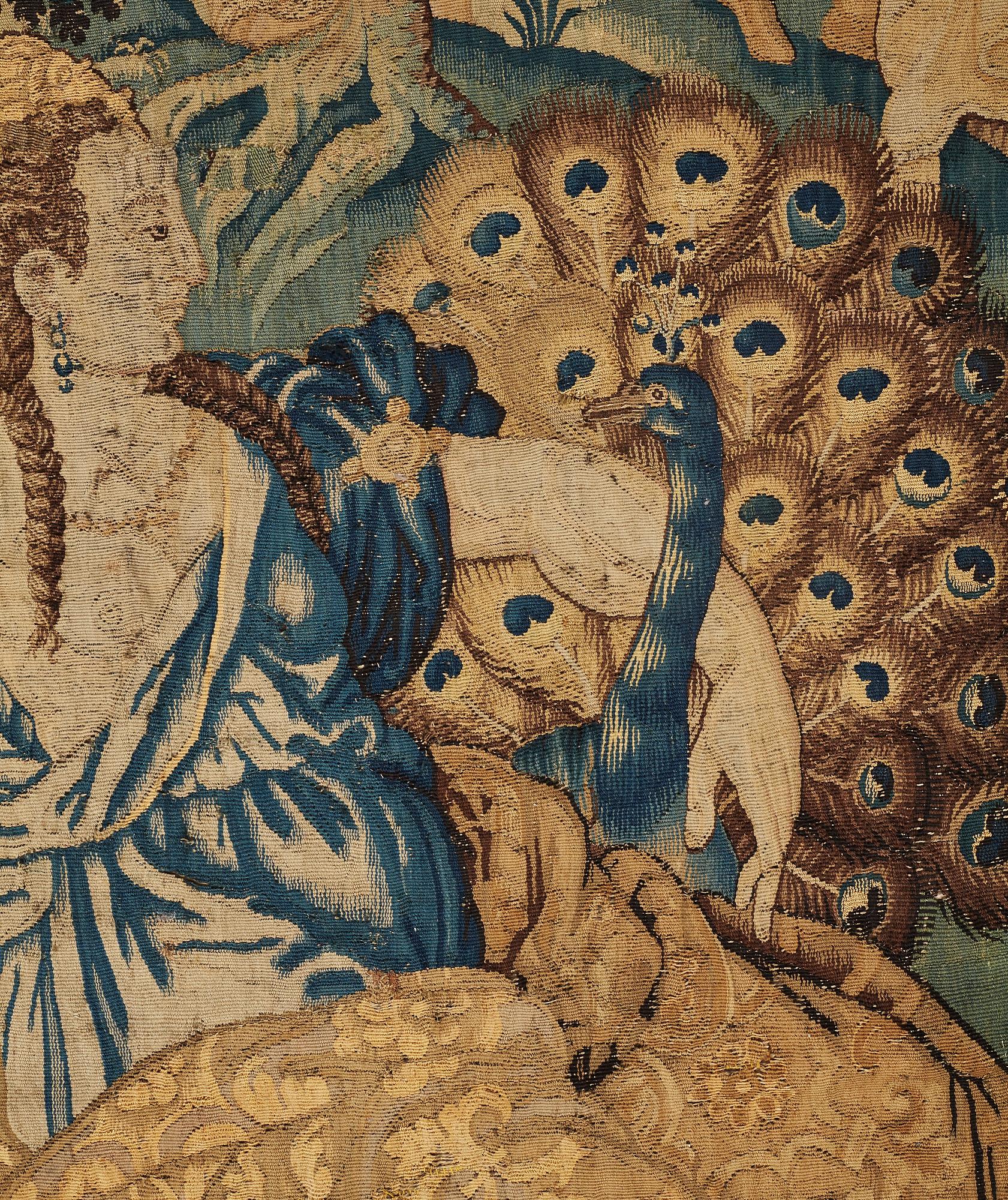 A TAPESTRY FRAGMENT, tapestry weave, ca 256,5 x 115 cm, Flanders/France the 17th century.