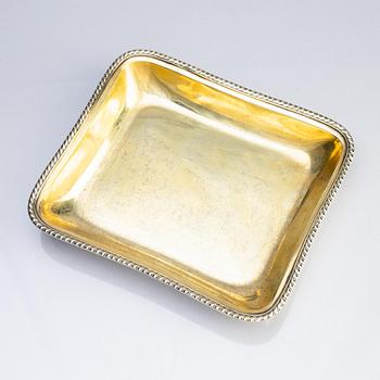 A Swedish parcel-gilt silver dish, mark of Johan Petter Grönvall, Stockholm 1829.