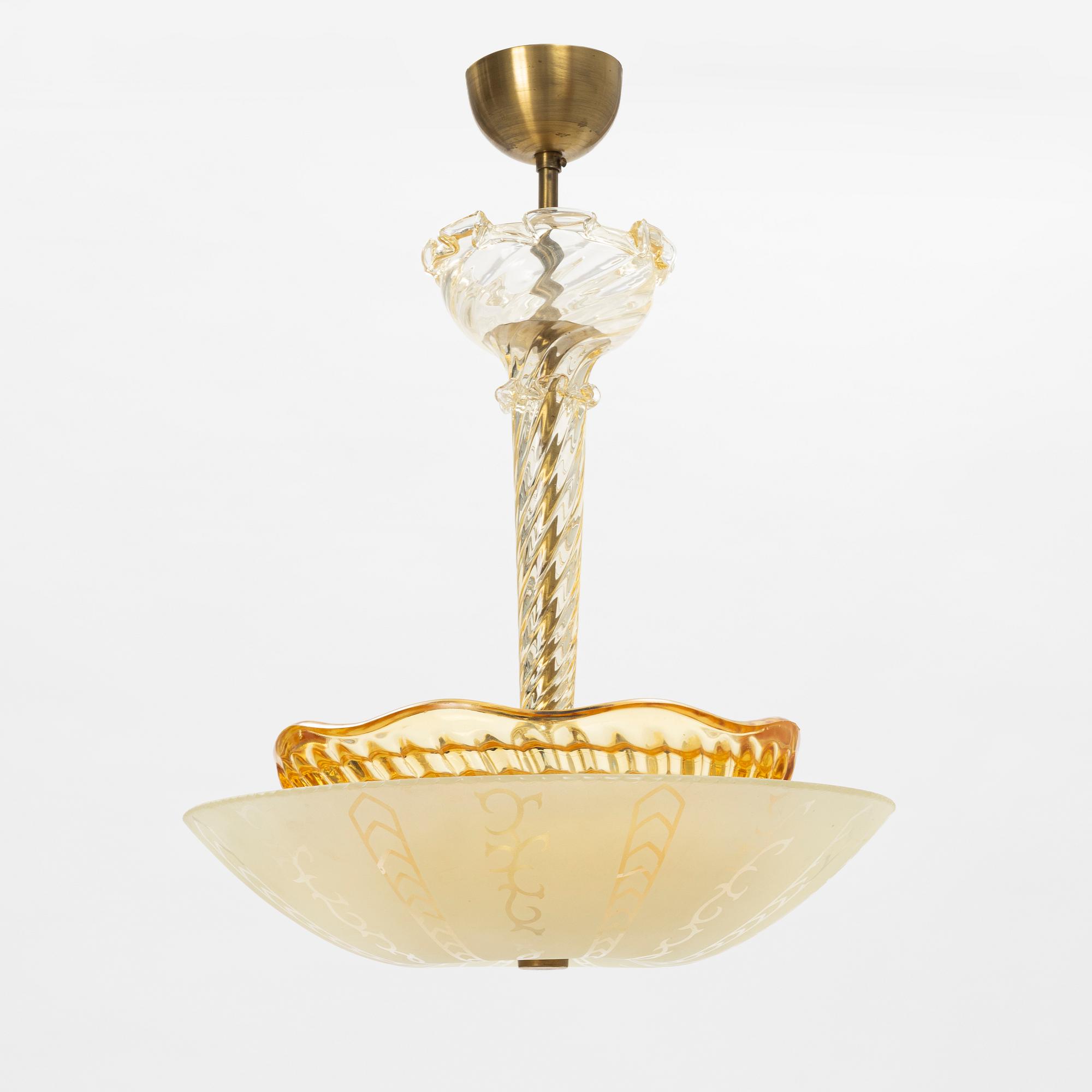 Ceiling lamp, Orrefors, Swedish Modern 1940s.