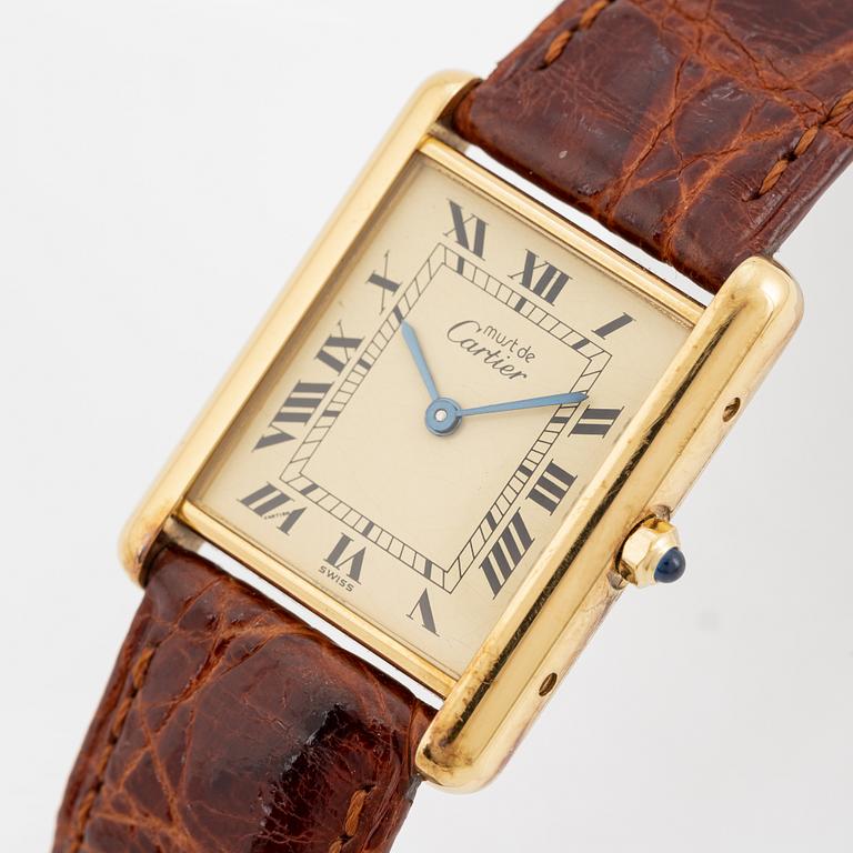 must de Cartier, Tank, wristwatch, 23,5 x 23 (30,5) mm.