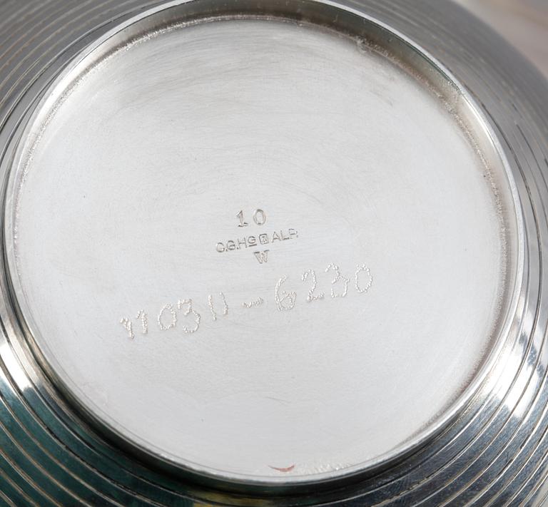 KAFFESERVIS, 4 delar, nysilver, Sylvia Stave, C. G. Hallberg, Stockholm 1930-tal.