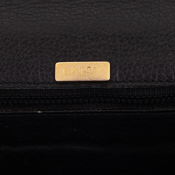 Bally, a black leather bag.