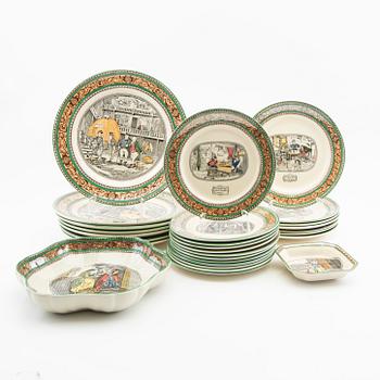 Service pieces 37 pcs "Illustrations from Dickens" William Adams Tunstall England first half of the 20th century.