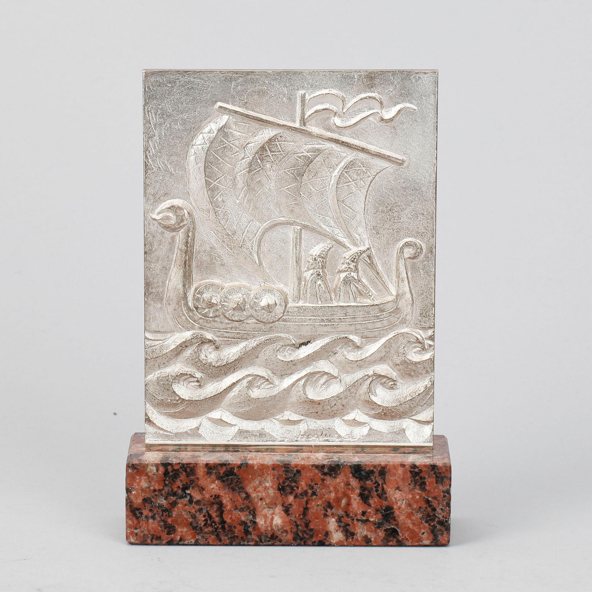 PLAKETT/SKULPTUR, silver, Birger Haglund, Stockholm, 1969.