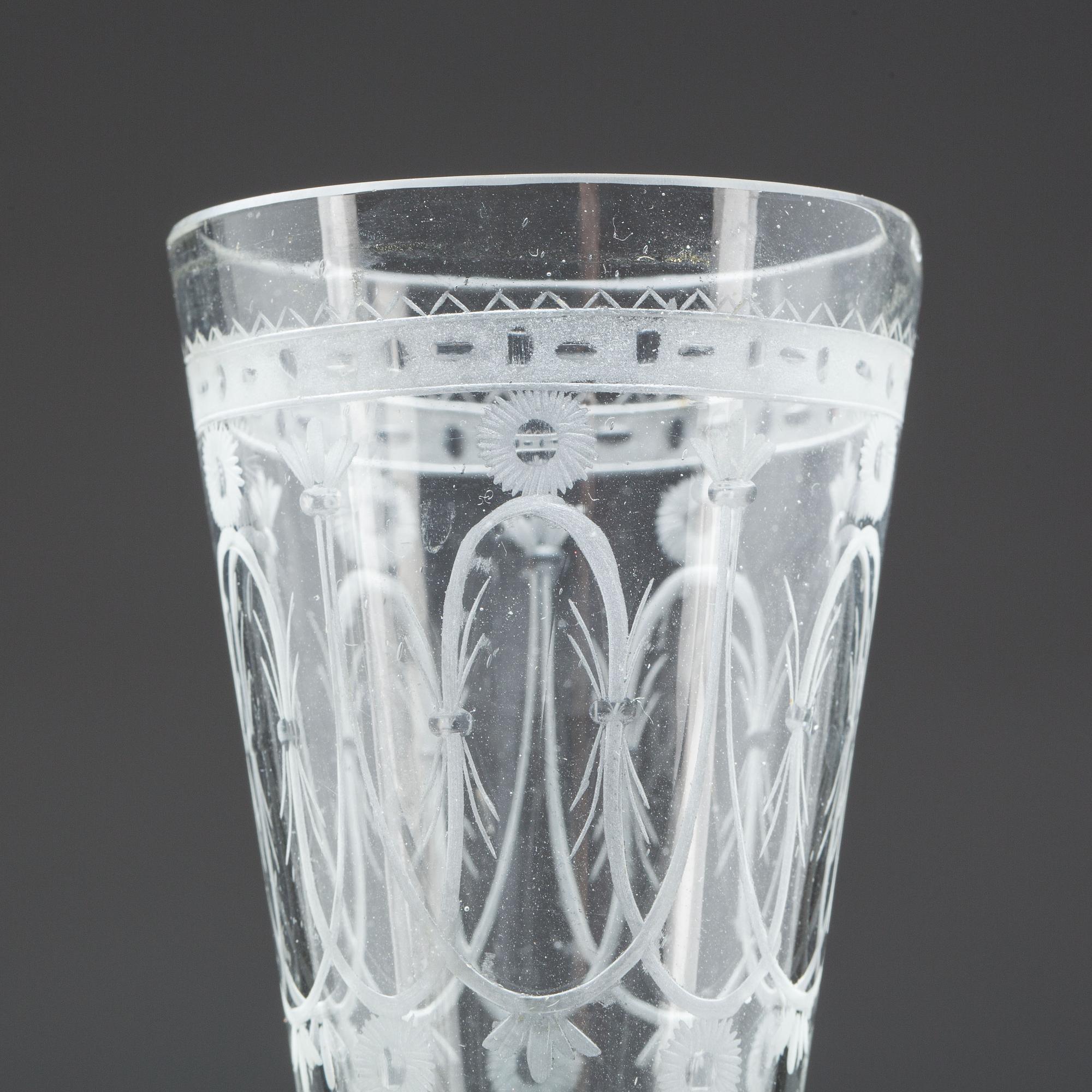 CHAMPAGNEGLAS, 4 st, 1800-tal.