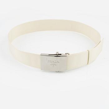 Prada, A white nylon belt.