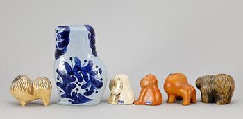 FIGURINER, 6 st, stengods, Lisa Larson, Gustavsberg.