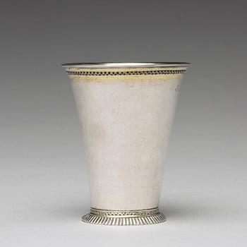 A Swedish 18th century parcel-gilt silver beaker, mark of Gottfried Dubois, Stockholm 1729.