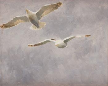 Bruno Liljefors, Flying seagulls.