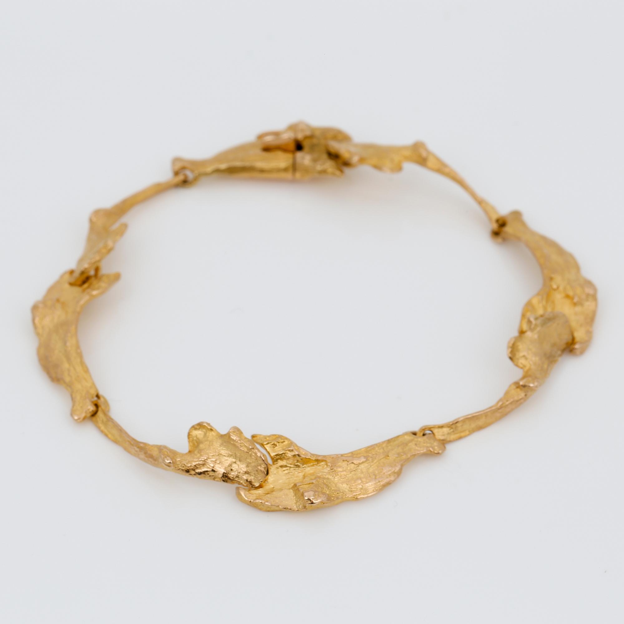 ARMBAND, guld 14K, "Orchid Psychedelic", Björn Weckström, Lapponia 1971. Vikt ca 13 g.