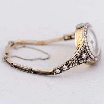 A WRIST WATCH, Borel & fils, old cut diamonds, 14k (56) gold. Bragin Andrey (AБ), St Petersburg, early 20th century.