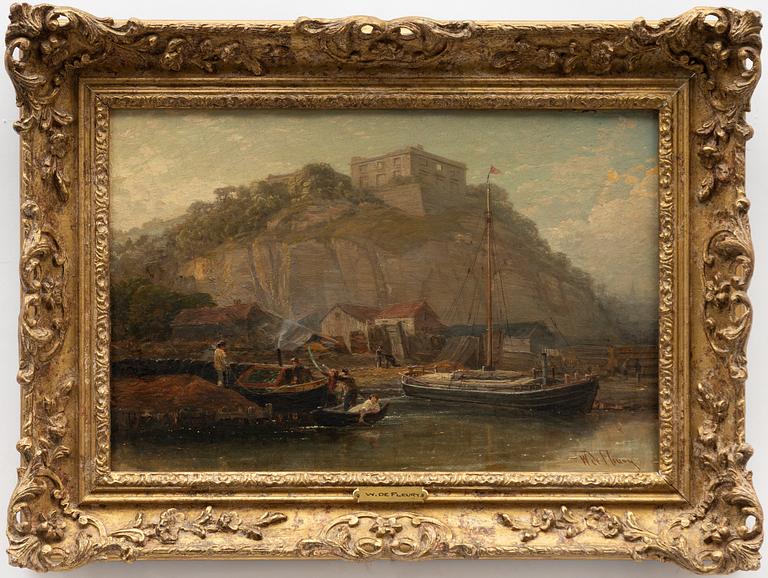 W de Fleury, Coastal motif with figures and boats.