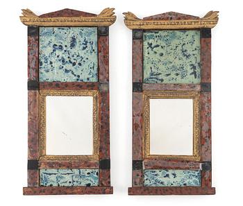 A pair of Swedish 'Glasmästarspeglar', first part of the 19th Century.