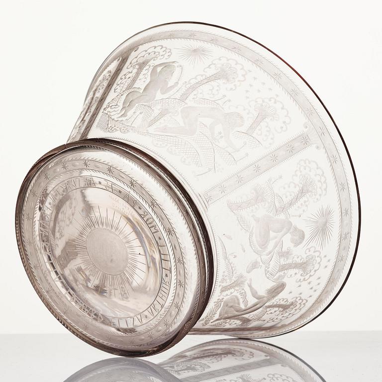 Edward Hald, an engraved glass bowl, Orrefors, 1920, model 147, provenance Edward Hald.