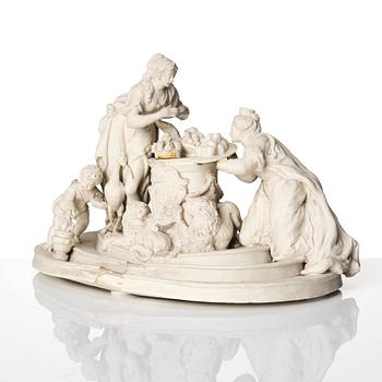 An Italian bisquit porcelain figure group with the arms of Savojen, Vinovo, marked 1817.