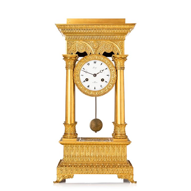 An Empire ormolu portico mantel clock for the Turkish market, first part of the 19th century.