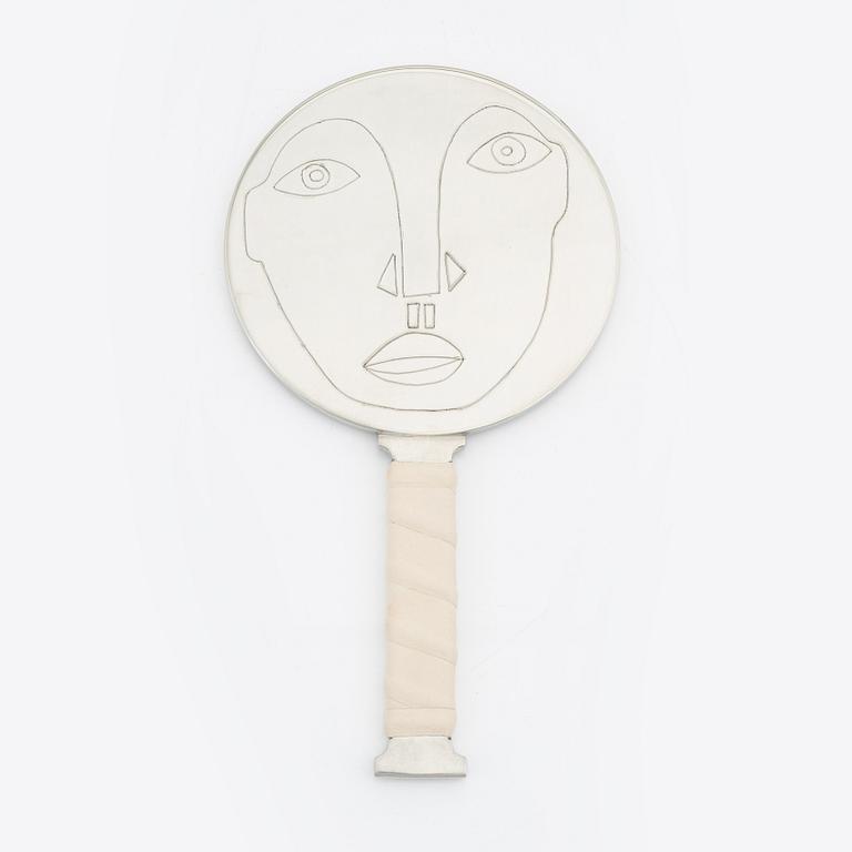 Eric Ericsson, a pewter and leather hand mirror 'Självbild Nr 3', 2012.