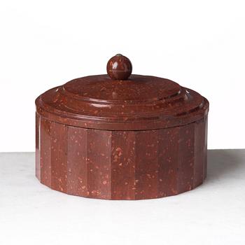 A Swedish Empire porphyry butter box, early 19th century.